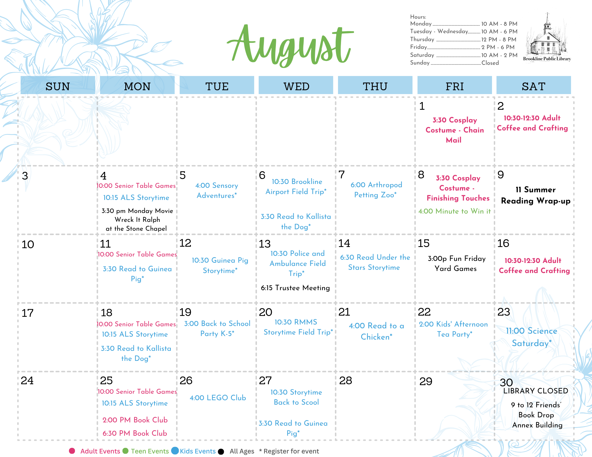 August calendar of events