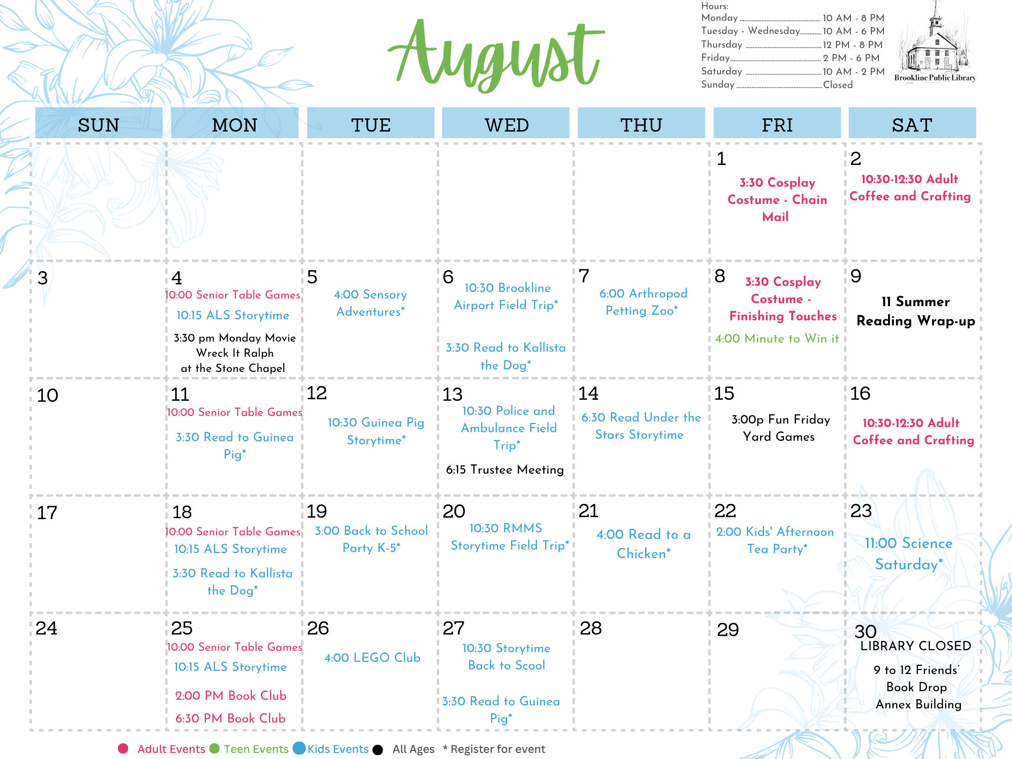 August calendar of events